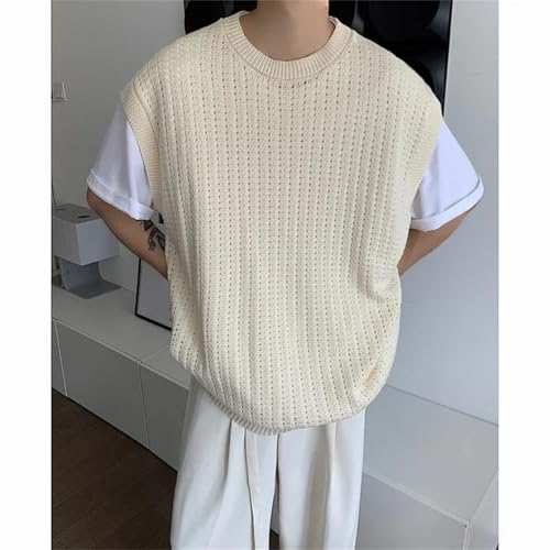 Men's Sweater Vest Loose Casual Warm Sleeveless Crewneck Knit Pullover Classic Waistcoat2