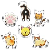 LUBTOSMN Kitty Cat Cookie Cutter Set-6 Piece-Cat Face, Kitty Butt, Paw and 3 Cute Shapes Molds for Cat Themed Party