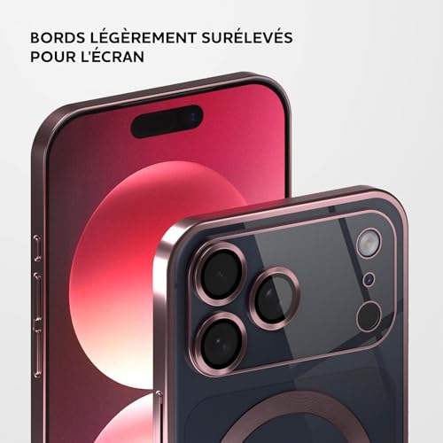 Coque iPhone 17 Pro Max ONEFLOW Aura rose en silicone transparent compatible MagSafe - 6