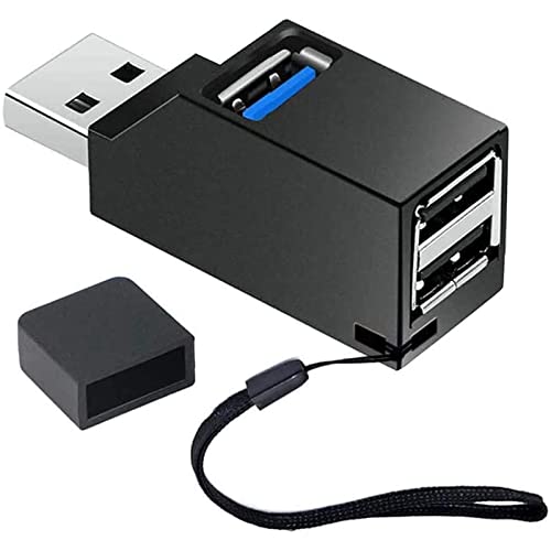 Hub USB 3.0 de 3 Puertos, Mini Adaptador Divisor USB Portátil Hub USB Portátil Para PC y Computadora Portátil (Negro) Cover