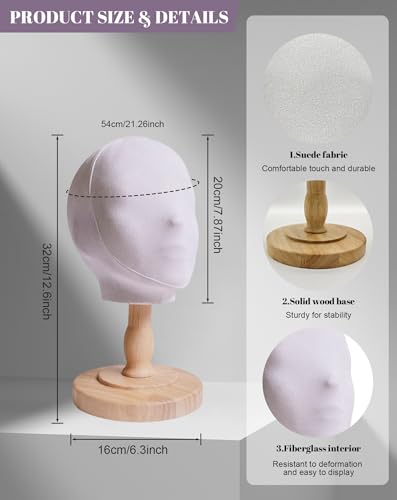 Cabeza de maniquí para peluca con soporte abstracto de 53 cm 4