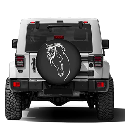 Image of Horse Head Spare Tire Cover Dust-Proof Wheel Tire Cover Fit Trailer, RV, SUV and Many Vehicle 14 Inch