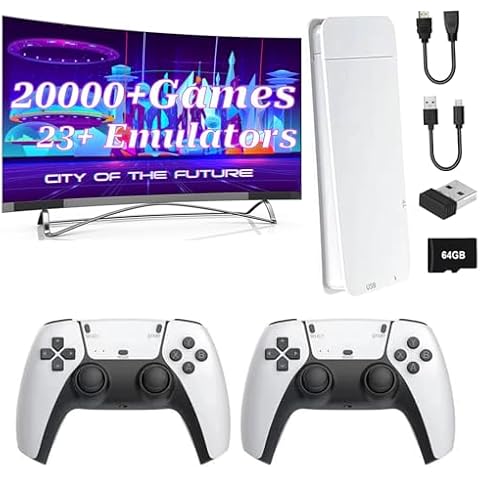 Wireless Retro Game Console Stick Built-in 23 Emulators 20000+ Games Classic Plug & Play Video Games, 4K HDMI Output & 2.4G Wireless Controller Gamepad, Gifts Birthday for Kid/Adults Cover