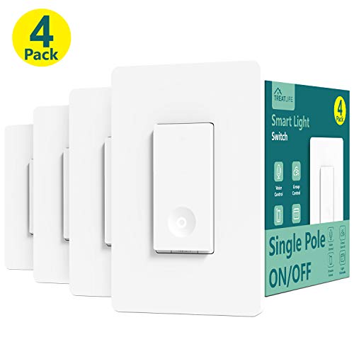 Smart Light Switch, Treatlife 2.4Ghz Smart Switch Wi-Fi Light Switch, Neutral Wire Required