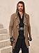 Runcati Mens Long Hooded Cardigan Ruffle Shawl Collar Open Front Long Sleeve Lightweight Drape Robe Brown