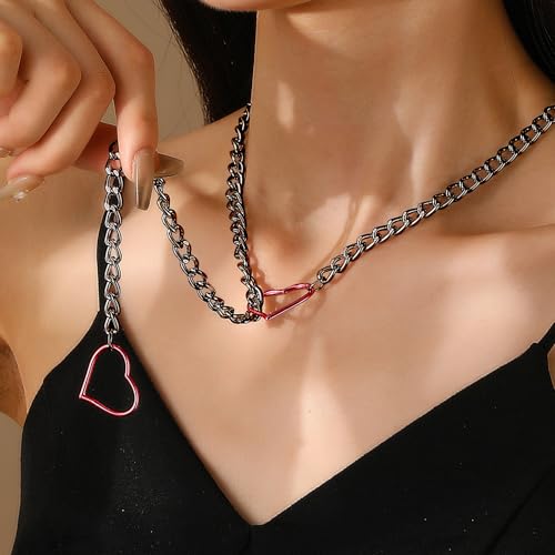 Heart Slip Chain Necklace Cuban Long Chain Affection Link Necklace Submissive Collar Chokers for Women3
