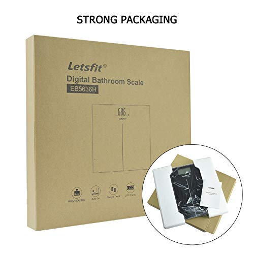 Letsfit Digital Body Weight Scale, Bathroom Scale with Large Backlit Display, Step-On Technology, Ultra Slim Design, Black - Thumbnail 7