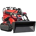 Mini Skid Steer Loader with 23 HP Gas Engine and Bucket Attachment, Stock USA, Stand-On Crawler