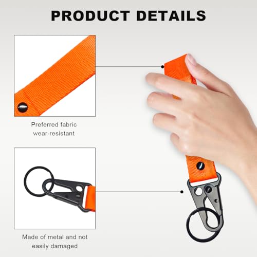Image of Wevdn Car Key Chain, Fabric Metal Practical Multifunctional Motorcycle Keychain, Anti-Lost Keychain with O-Ring for Men Women (Orange)