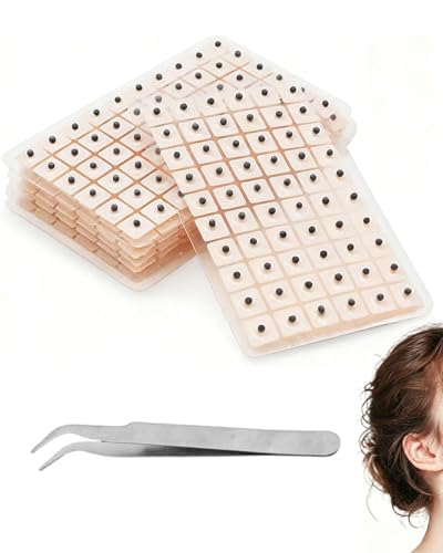 EYVRPAU Semillas de Oreja Acupresión 600 Uds. con Pinzas – Parches Autoadhesivos Desechables para Auriculoterapia, Alivio de Estrés, Dolor y Relajación.