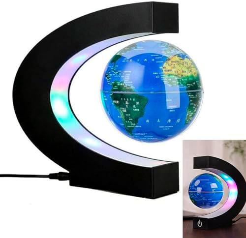 Globo Terrestre Flutuante com Luz LED, Gravidade Zero, Iluminação...