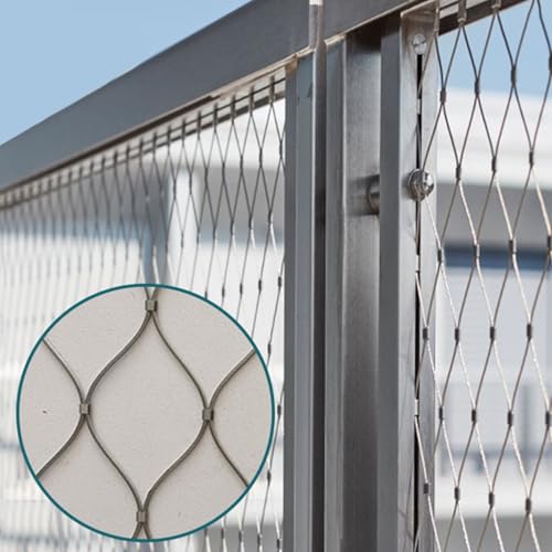 HJLKDYM 304 Flexible Stainless Steel Rope Mesh, Safety Netting for Balcony 1.5mm Wire, Diameter Metal Woven Mesh Animal Cage Net?Outdoor Stainless Steel Wire Mesh(Silver-3cm,1x1.5m)