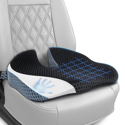 Yesay Cojín en cuña para Coche y Asiento Elevador de Coche, para Adultos, Espuma viscoelástica para Asiento del Conductor y Silla de Oficina (Negro)
