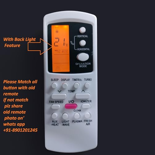 Image of Ac Remote Control Compatible For Lloyd Ac Remote /Lloyd Split Ac Remote /Lloyd Window Ac Remote (Model 13 With Back Light Lloyd),White
