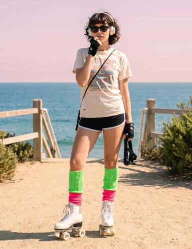 Image of Women Juniors Knitted Leg Warmers 16 inch Neon Colors Dance Halloween Accessory