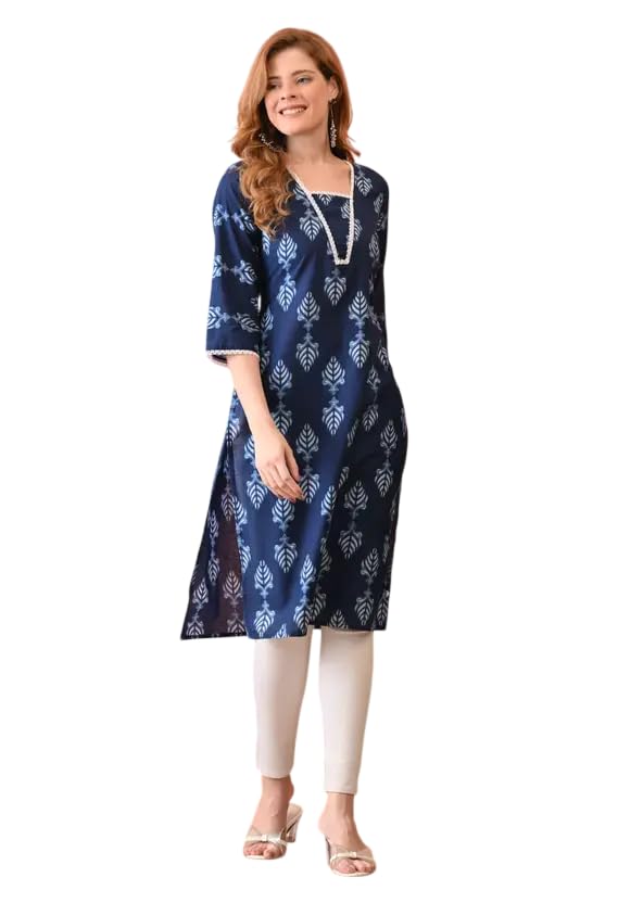 Bonkers Corner Womenâ€™s Rayon Printed Ethnic Kurta | Casual & Office Wear | 3/4th Sleeve | Lightweight Fabric | Summer Wear | Office Wear | Comfortable Fit | Stylish Kurti in multi