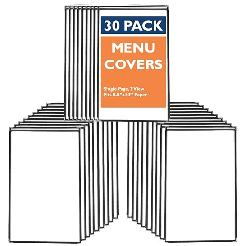 Image of Ilyapa Clear Menu Covers, 8.5x14 Inch - 30 Pack, 2-View Single Page Design | Durable PVC Plastic Sheet Protector, For Restaurant Menu Display, Double-Stitched Edges
