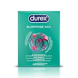 Durex Surprise Mix, Preservativi Assortiti, Profilattici Sottili e con Rilievi e Nervature, 40 Profilattici, Solo Online
