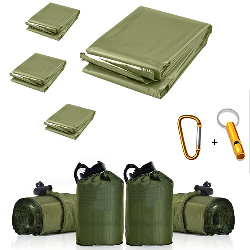 Ninth C Emergency Blankets 4 Pack Extra Large Thermal Mylar Foil Room Blanket Thermal Blanket for Hiking Outdoor Survival First Aid (Green)