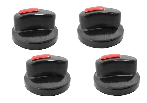 AJS spares GlassTop/Steel stoves On-Off Knobs, Bakelite (4Units, Black) (9mm Hole)