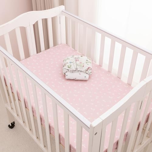 Image of PHF 3 Pack Soft Mini Crib Sheets, Floral & Animal Pack N Play Sheets for Baby Boys Girls, No Slip Universal Fit for Pack N Play, Playard, Portable and Mini Crib Mattresses,Floral & Animal