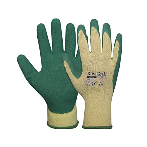 Ruvigrab 5-Thread Count Cotton Support Glove, Natural Rough Latex Coating