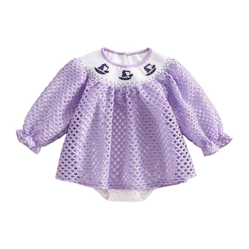 Halloween Baby Girl Cute Clothes Sweatshirt Romper Long Sleeve Bodysuit Infant Fashion Fall (Light Purple, 3-6 Months)