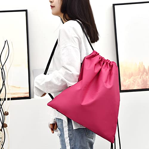 Horoper Drawstring Backpack, Water Resistant String Bag Sports Sackpack Gym Sack Oxford Cloth Large Capacity Storage Bag for Men Women(Rose)3