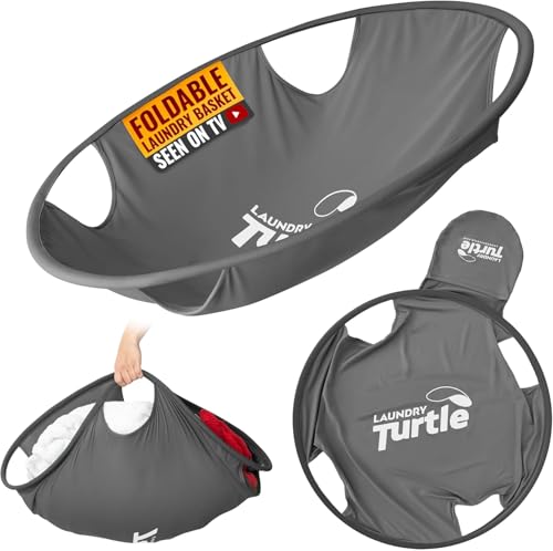 Image of Laundry Turtle Collapsible Laundry Basket | Foldable Laundry Hamper & Collapsible Laundry Baskets | Portable Laundry Grabber for Dirty Clothes (Grey, Small)