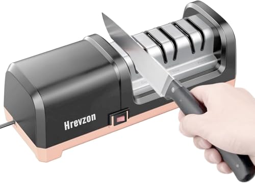 Hrevzon 3-Stage Electric Knife Sharpener with Diamond Abrasives