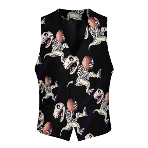 Dinosaur Playing Football Men's Suit Vests Business Formal Dress Vest V-Neck Waistcoat for Wedding Casual4