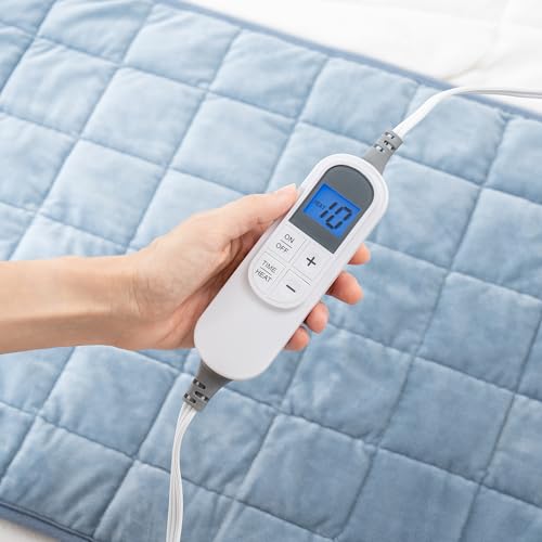 Image of Berkshire Blanket Weighted Heating Pad - 18 inchx33 inch Electric Heat Wrap with 10 Heat Settings & Auto Shut Off - Soothing Heat Wrap for Back, Neck, Shoulders, Legs, Abdomen - Machine Washable & Portable