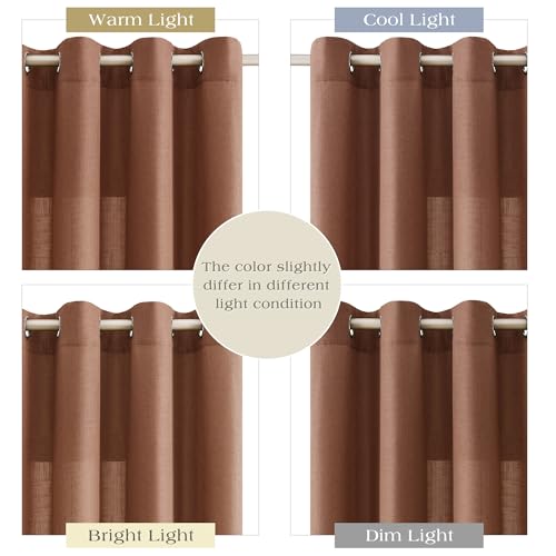 Image of Extra Long Cappuccino Linen Curtains 108 Inches Length for Living Room Sheer Grommet Light Filtering Privacy Neutral Drapes Luxury Modern Rustic Window Curtain for Bedroom Dining Room 52x108, 2 Panel