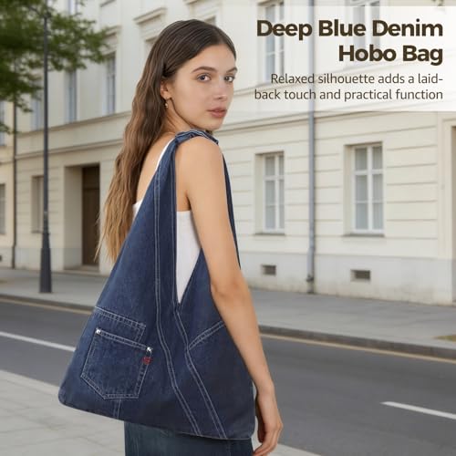 Bolso Hobo de mezclilla para mujer, grande y casual miniatura 2