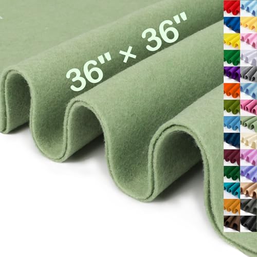 XSEINO Sage Green Large Felt Fabric 36 X 36 (1 Square Yard) 1.4 mm Thick Soft Felt Fabric Sheet for Crafts Green Series Colors Soft Nonwoven Fabric Fit for Decoration Sewing DIY Crafts