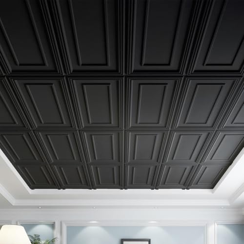 Image of Art3d 12-Pack Drop Ceiling Tiles, 24x28 Inch PVC Panels in Black