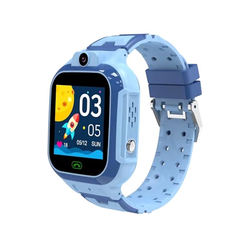 Image of Smart Watch for Kids with GPS Tracking, 2-Way Video & Voice Calling, Geofencing, and 4G SIM Compatible, SOS,Alarm, Games, HD Touch Screen Phone Watch Best Gift for Kids (Blue)