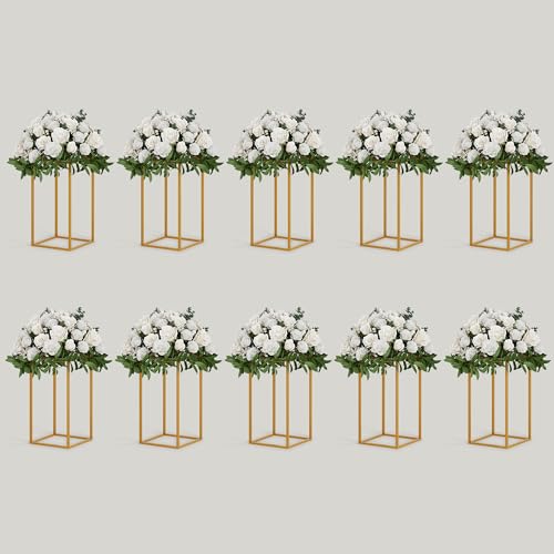 TEKXYZ Flower Stand for Wedding, 10 Pcs 40 CM Tall Flower Stand, Metal Centerpiece Stand, Gold Centerpieces