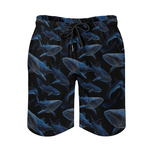 Shark Whale Mens Swim Trunks Quick Dry Beach Swimming Shorts with Mesh Lining and Pockets3