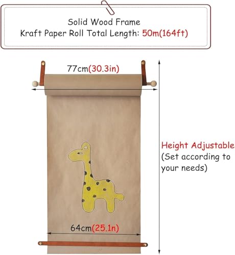 Support mural en bois noble pour rouleau de papier Kraft et notes de bureau - 7