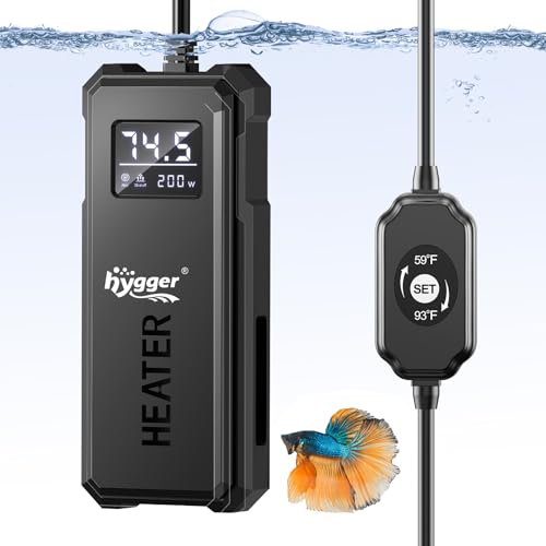 hygger Aquarium Heater 50W/100W/150W/200W Adjustable Power Fish Tank Heater with Auto Power-Off and High-Temp Protection Upgraded Titanium Turtle Tank Heater for Saltwater and Freshwater