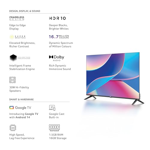 acer 109 cm (43 inches) I Pro Series Full HD Smart LED Google TV with Android 14 (Black) | 16GB Storage | 30W Dolby Audio - Image 2