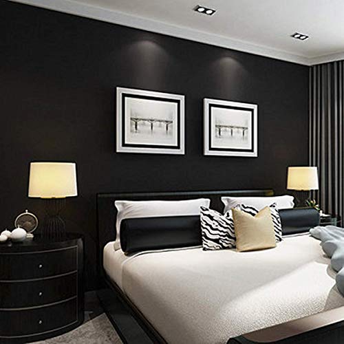 Image of practicalWs 15.7 inch x393.7 inch Black Wallpaper Self Adhesive and Removable Peel and Stick Vinyl Film Stick Paper Easy to Apply Wall Coverings Shelf Home Decorative Liner Table and Door Reform