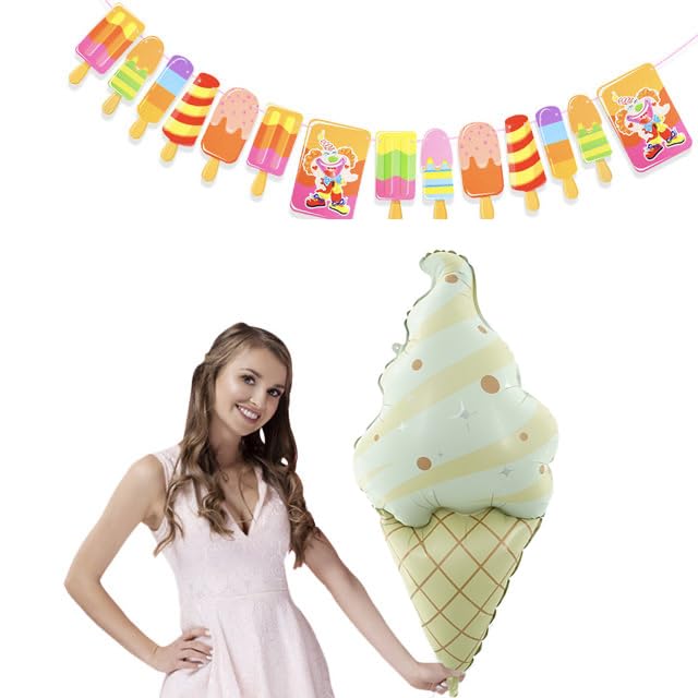 Image of Ice Cream Balloons 2 Pieces Foil Balloon Ice Cream Decoration