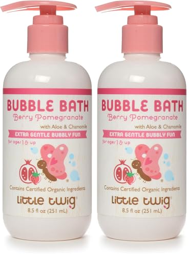 Image of Little Twig Bubble Bath, Baby Bath Essential with Natural Plant Derived Formula, Vegan, Gluten-Free, Paraben-Free, Berry Pomegranate Scent, 8.5 fl. oz. (Pack of 2)