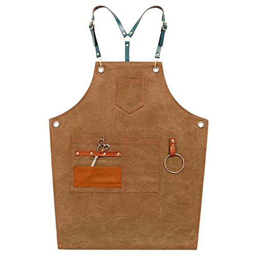BATTTX Canvas Work Apron Heavy Duty Water Resistant Tools Aprons with Pockets Unisex Fit Kitchen