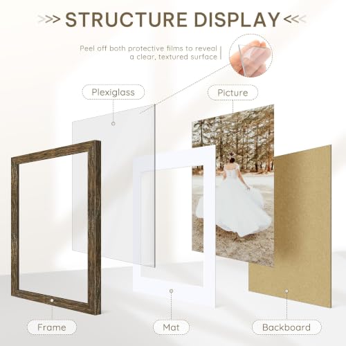 Image of Picrit 20x20 Rustic Brown Picture Frame, Poster Frame for Wall, 3 Pack