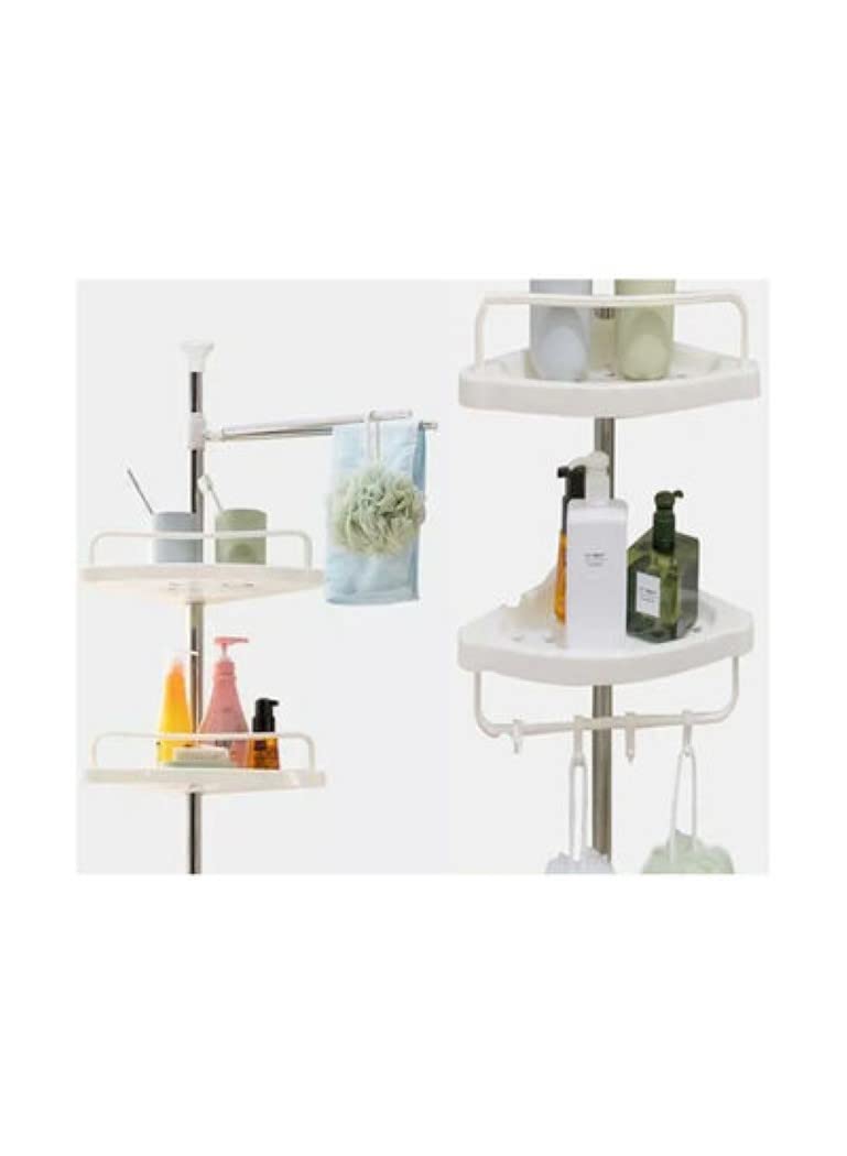 Wall Mounted Multi Functional Bathroom Storage Rack and Hanger white