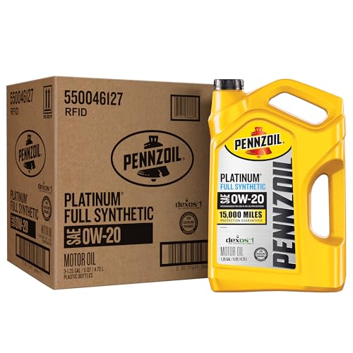 Pennzoil Platinum Full Synthetic 0W-20 Motor Oil (5-Quart, Case of 3)