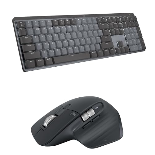 Image of Logitech MX Mechanical Wireless Illuminated Performance Keyboard, Tactile Quiet Switches + MX Master 3S Bluetooth Edition Wireless Mouse, No USB Receiver - Ultra-Fast Scrolling, Ergo, 8K DPI, Graphite